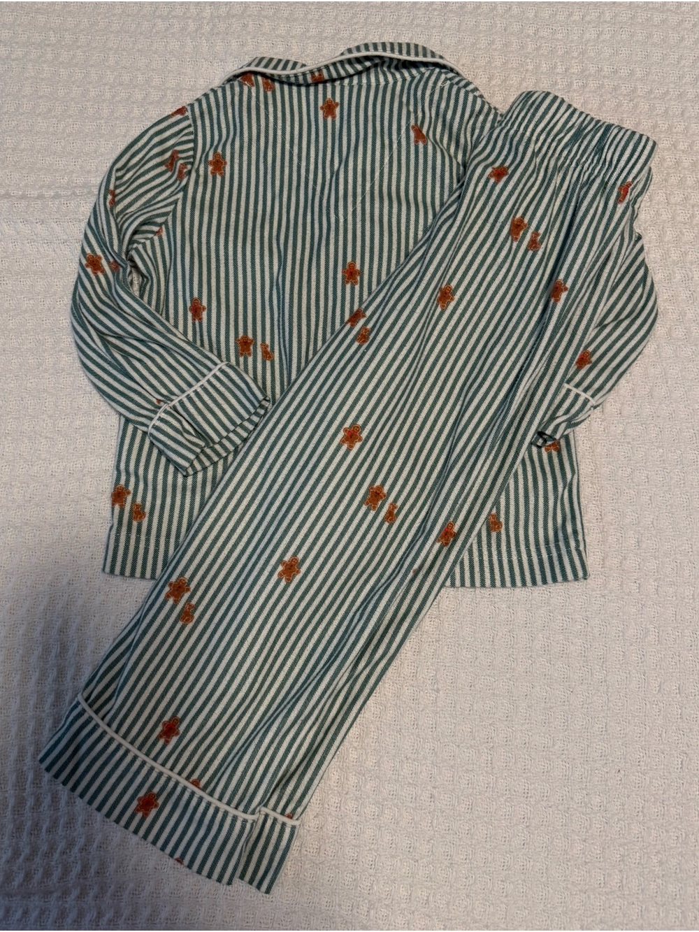 Wondershop Target Toddler 2T Gingerbread Christmas Pajama Set Green Stripe - Picture 2 of 5